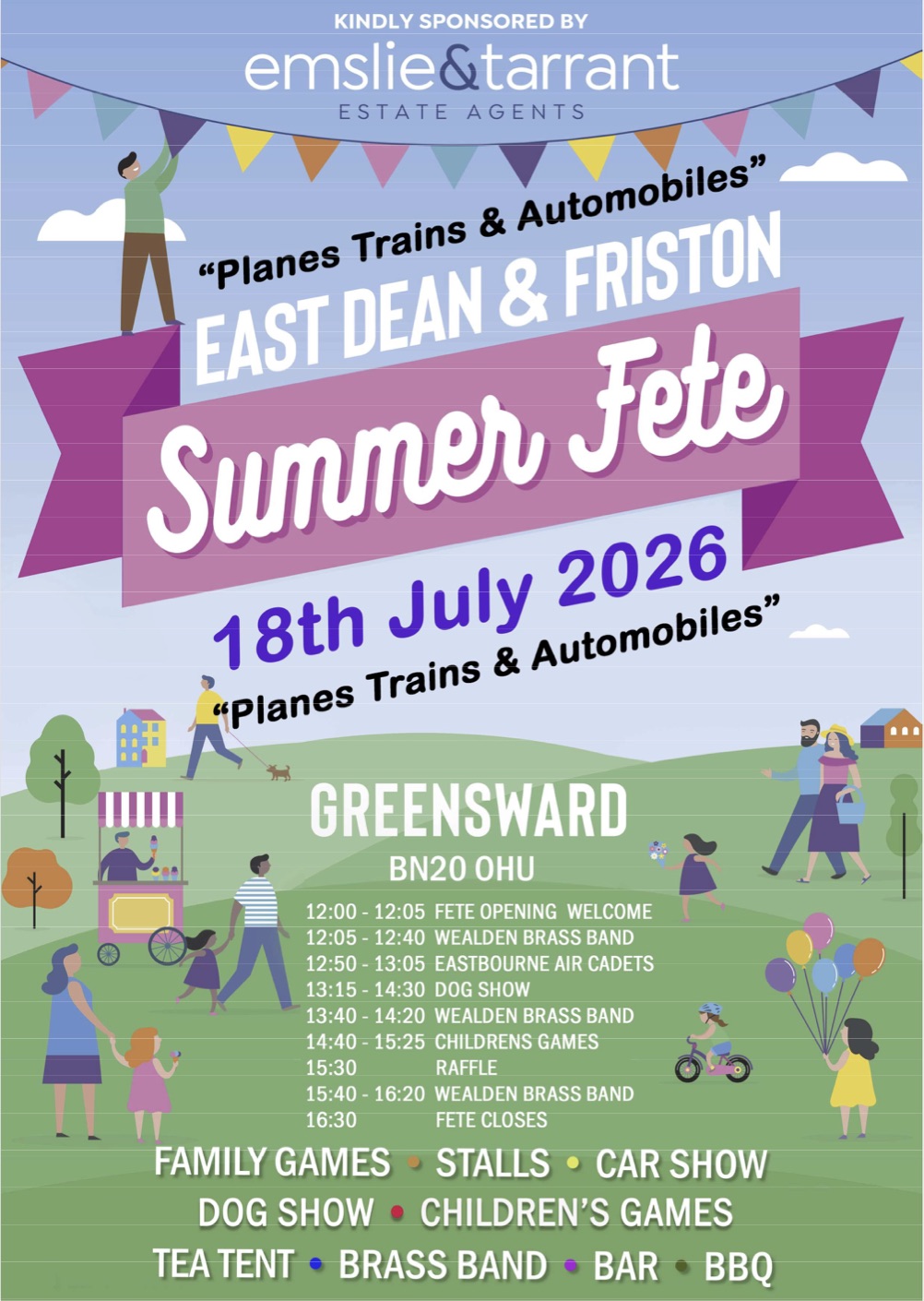 East Dean and Friston Summer Fête poster for 18 July 2026